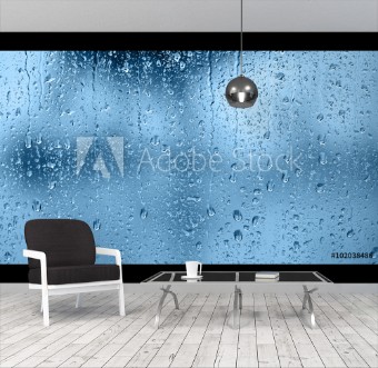 Picture of Raindrops on the window Blue tone